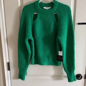Astr Emerald Green Cut-Out Crew Neck Sweater